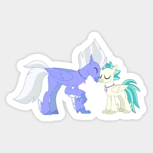 Sky Beak nuzzling Terramar Sticker